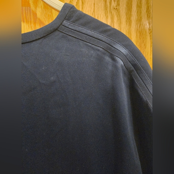 Vince Navy V Neck Short Sleeve Satin Back Tunic Dress Sz L - Picture 7 of 9